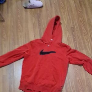 Nike Men's Red Sweater with Black Logo